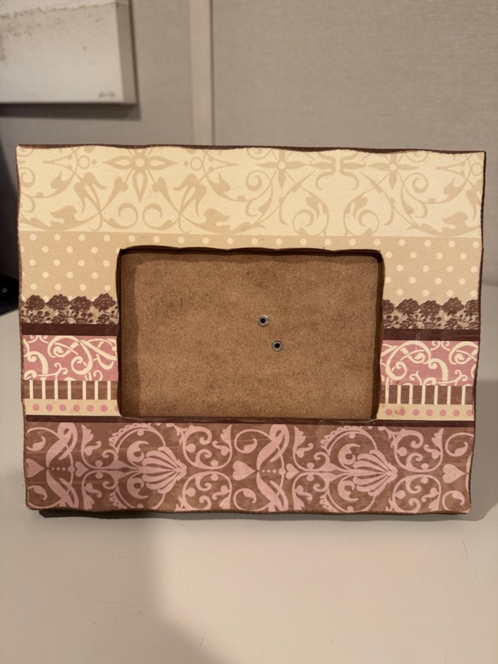 4x6 Patterned Cream and Pink Photo Frame